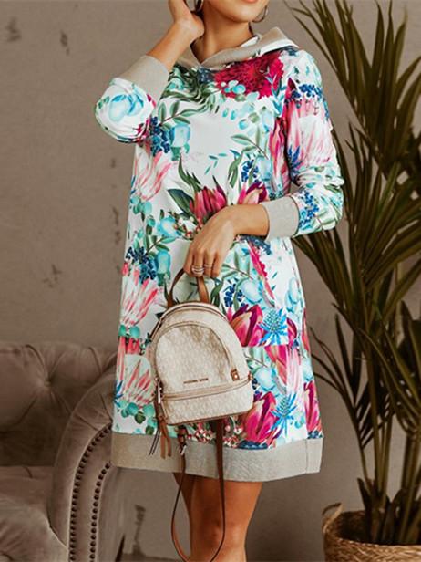 Women Long Sleeve V-neck Graphic Floral Printed Top