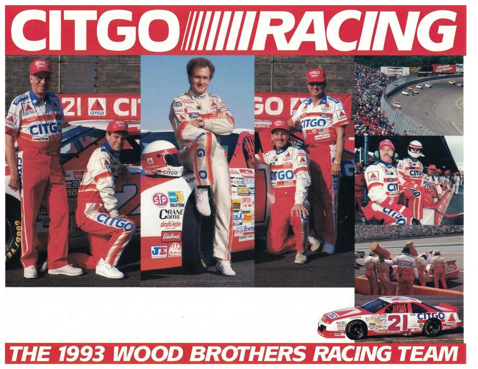 Citgo 1993 Wood Brothers Racing Team 8 x 10 Photo Poster painting NASCAR