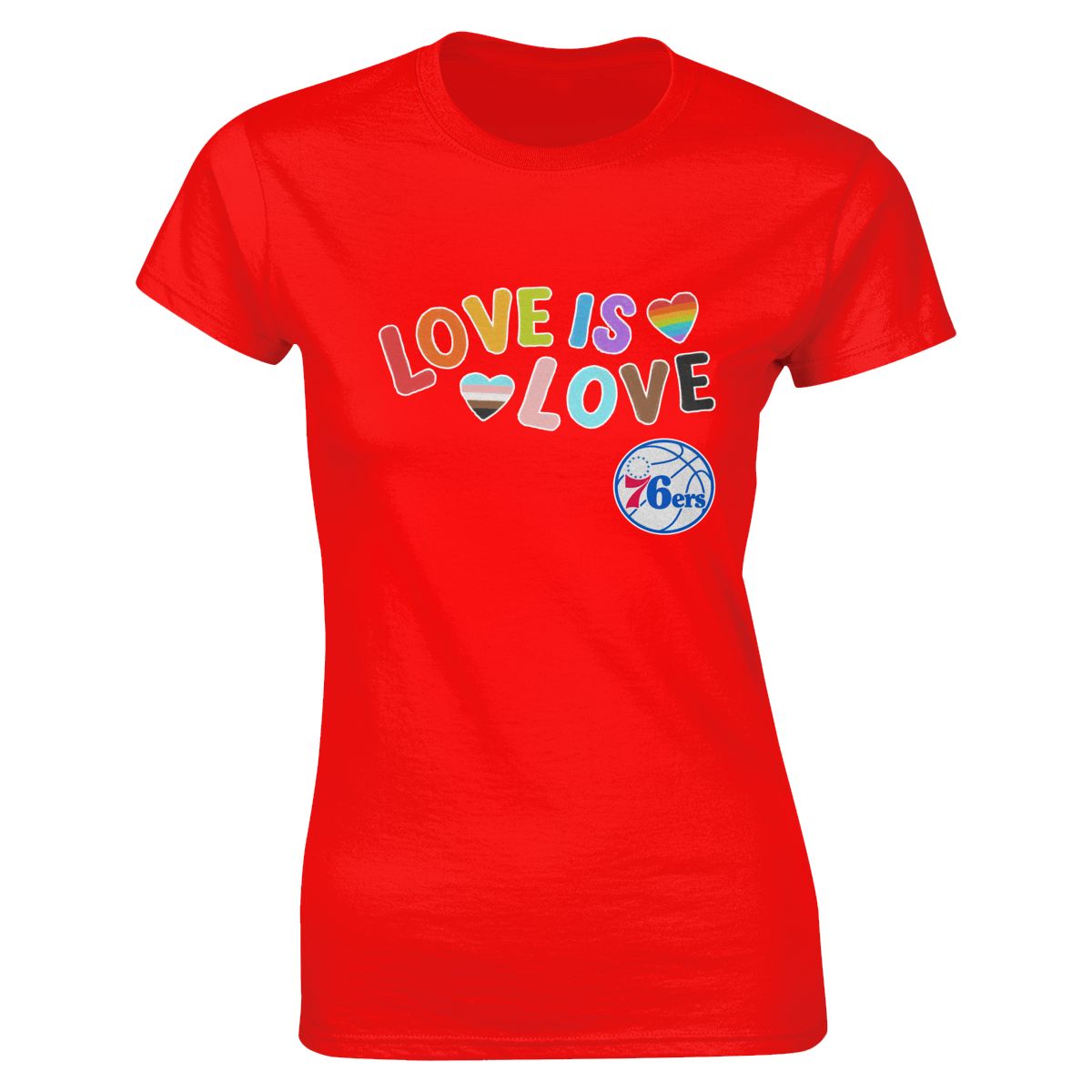 Philadelphia 76ers Love Pride Women's Crewneck T-Shirt