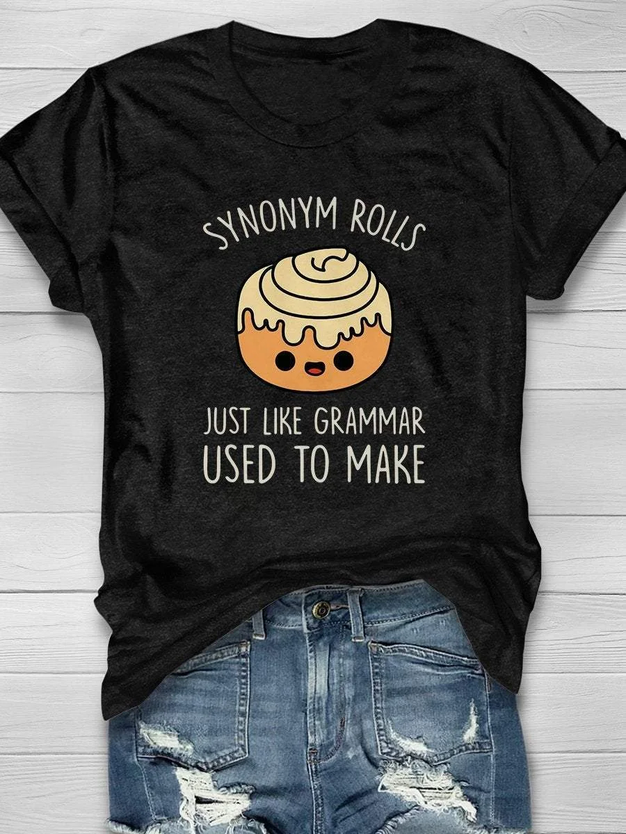Synonym Rolls Teacher Print Short Sleeve T-shirt