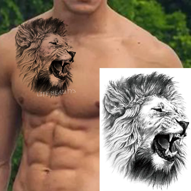 Sdrawing Tiger Cool Temporary Tattoo Sticker Fashion Wolf Waterproof Animal Body Art Arm Fake Removable Tatoo Men Women Personality