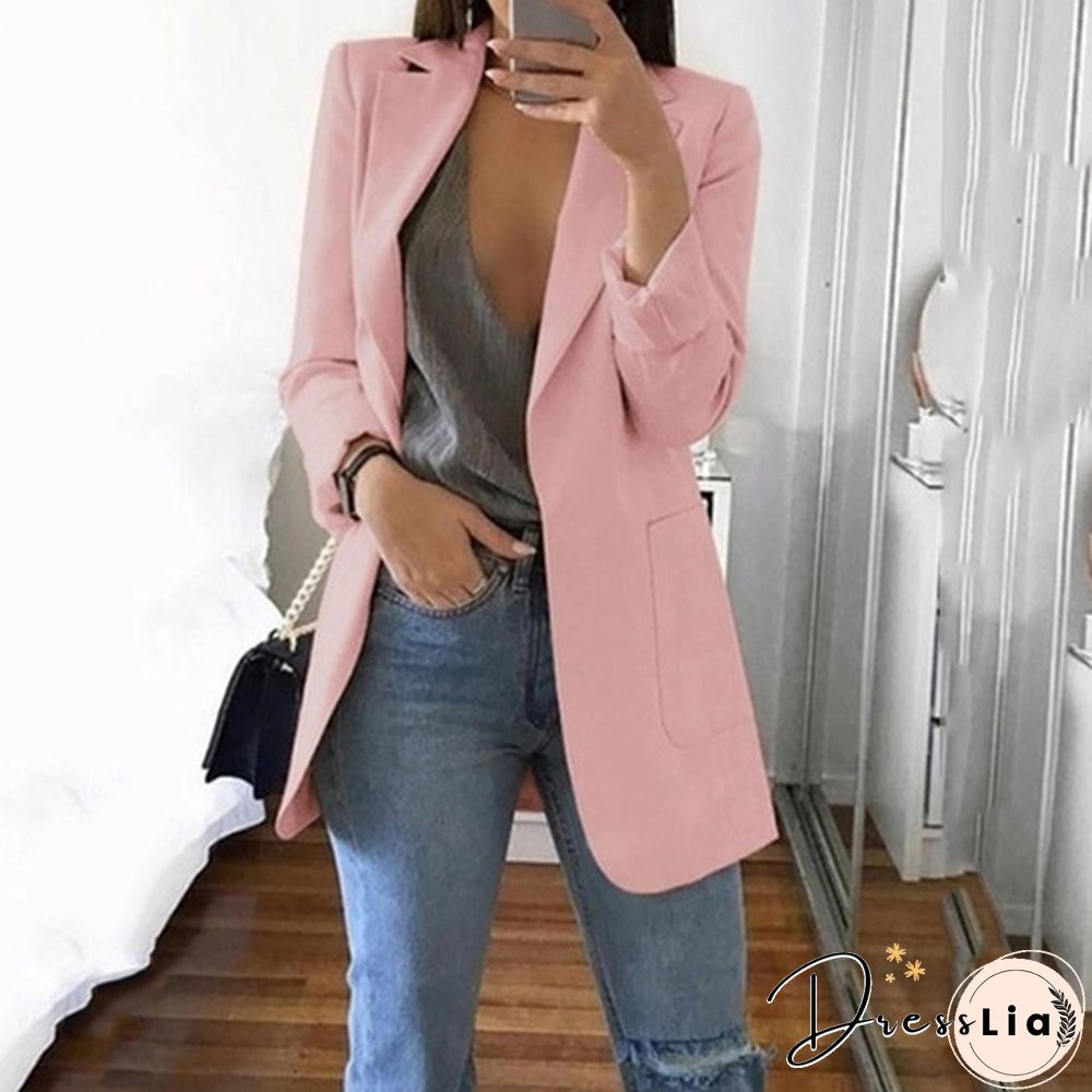Fashion Women's Blazer Casual Jacket Coat Business Suit Long Spring Tops