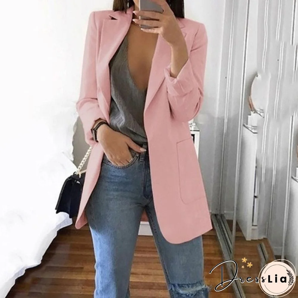 Fashion Women's Blazer Casual Jacket Coat Business Suit Long Spring Tops