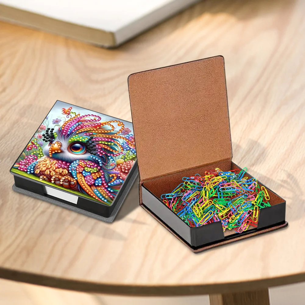 PU Bird Diamond Painting Notecard Box with Papers for DIY Art Craft