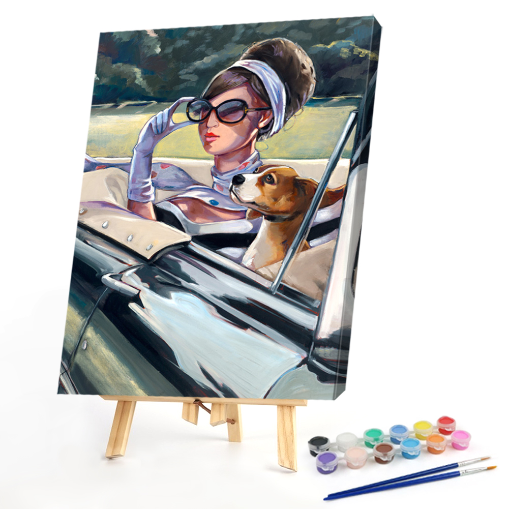 

40*50CM - Paint By Numbers - Girl Driving, 501 Original