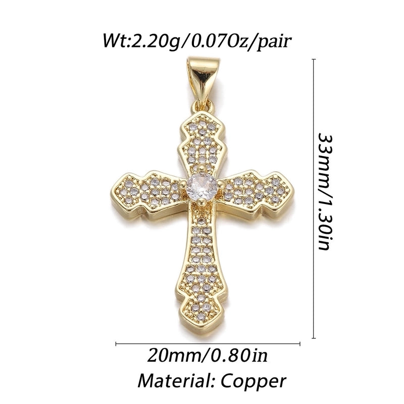1 Piece Copper Zircon Cross Pendant