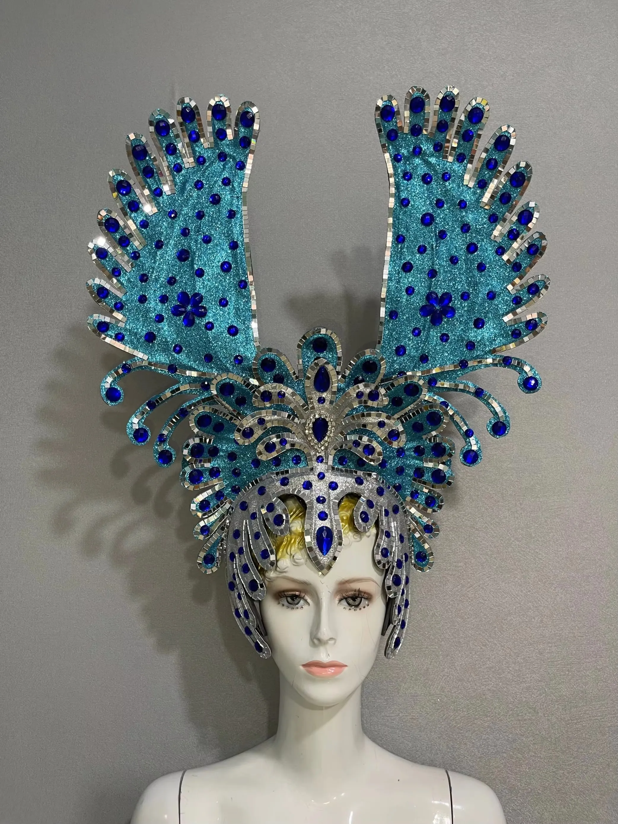 VCSHOES Feather headdress samba costume carnival halloween party bar performance hat makeup dance wings parade