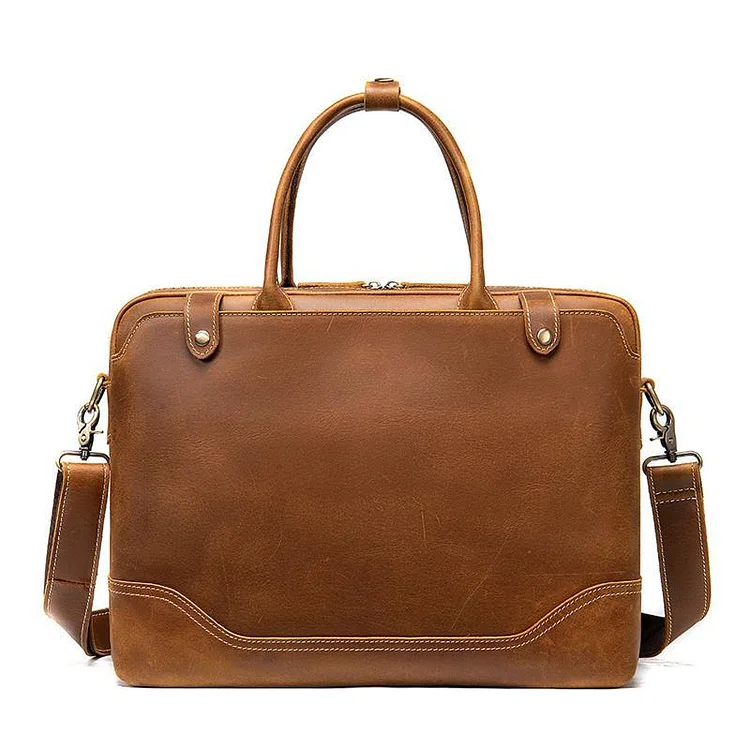 Vintage Style Leather Large Capacity Business Handbag Crossbody Bag