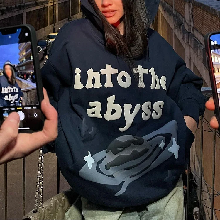 Puff Print Into The Abyss Loose Hoodie