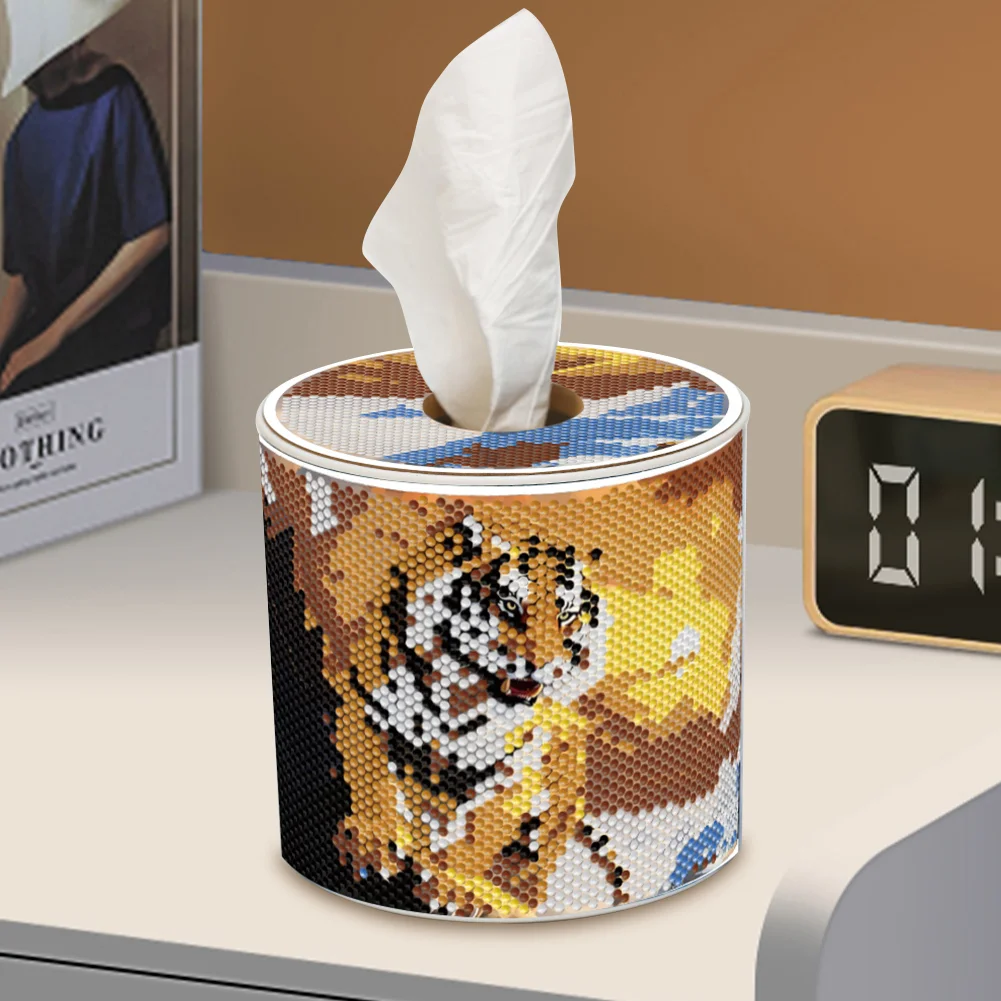 Tiger DIY Diamond Painting Handmade Tissue Holder Rhinestones Crystal Tissue Box