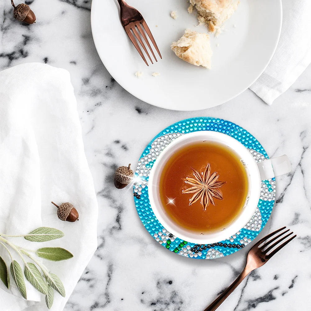 6pcs Flower Anti Slip Coasters with Holder DIY for Tabletop Protection