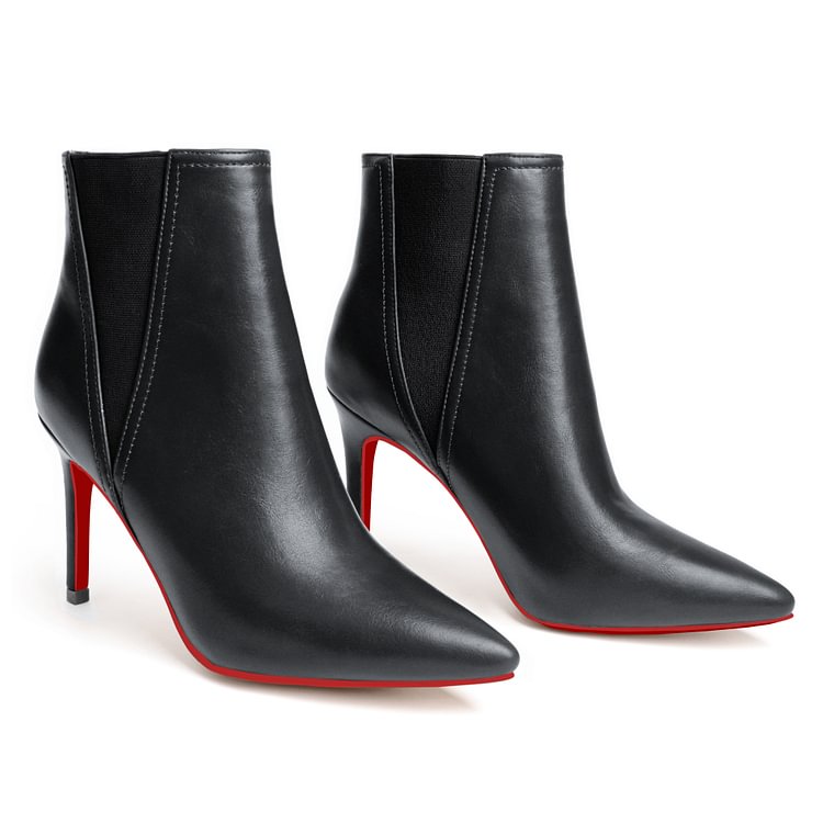 90mm Women's Ankle Boots Red Bottom Middle Heel Pointed Toe Stiletto Boots