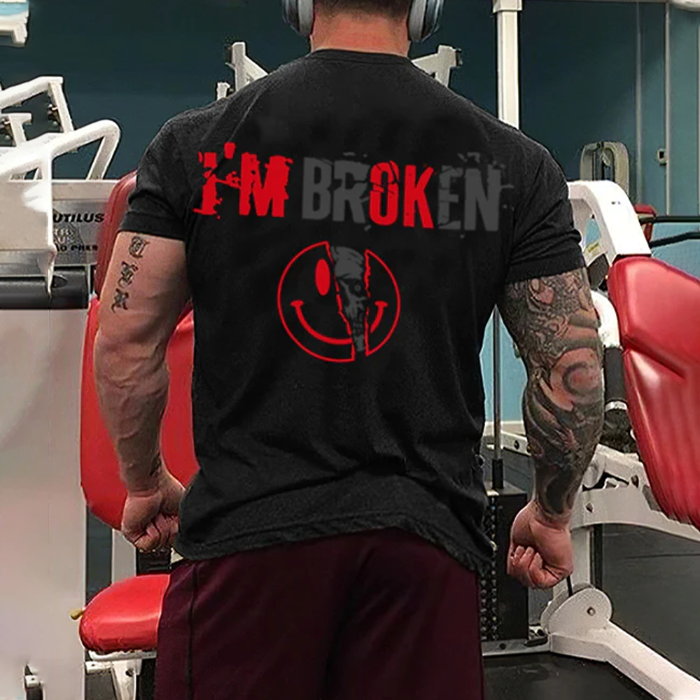 I'm Broken Letters Printed Men's T-shirt