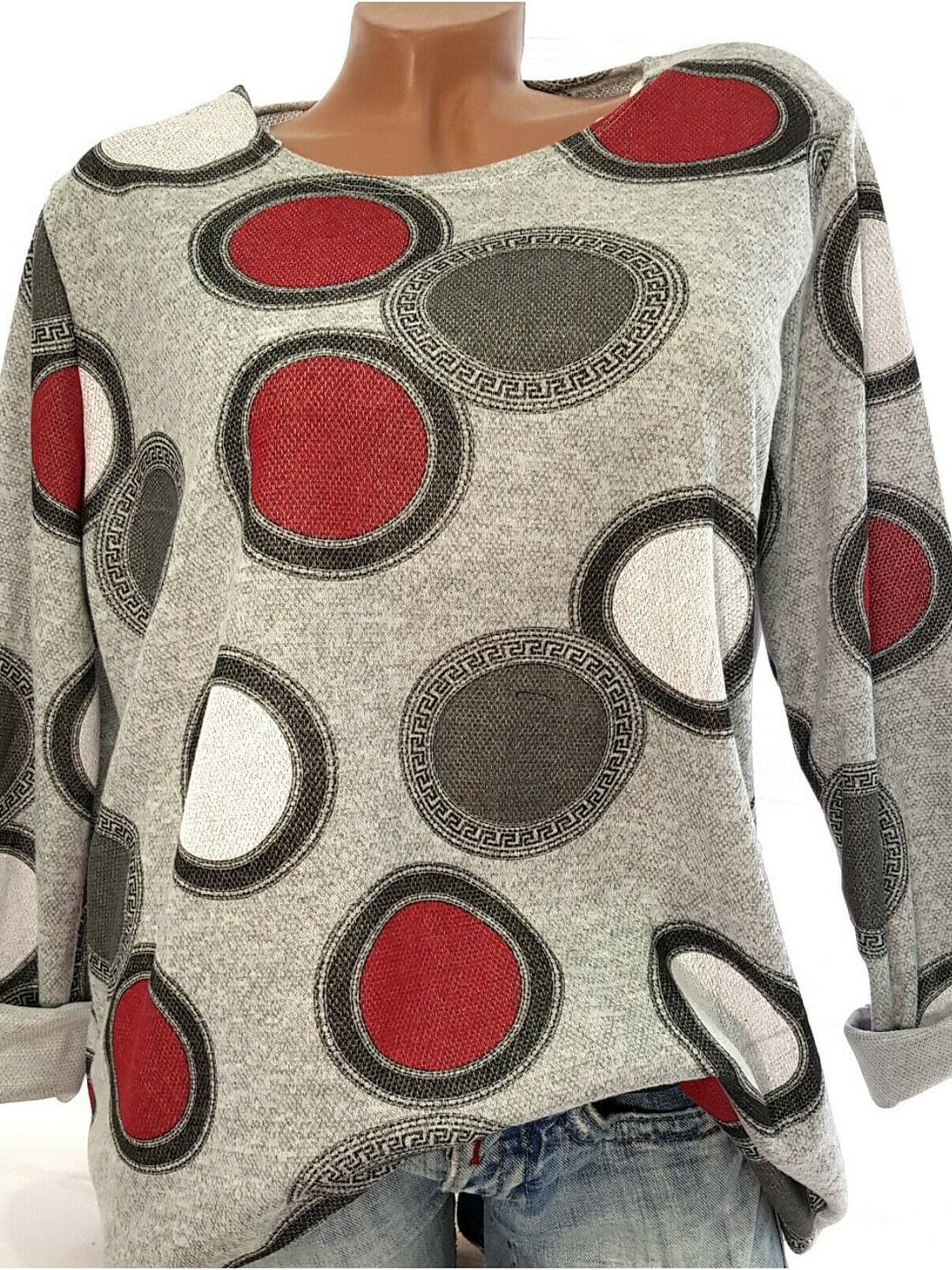 Women Scoop Neck Long Sleeve Printed Top Dress