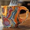 Mineral Crystal Coffee Mug,Natural Onyx Crystal Decorative Mug,Novelty Coffee Mugs,Multi-Colored Agate Mineral Coffee Mug,Elegant Crystal Gift for Home & Office