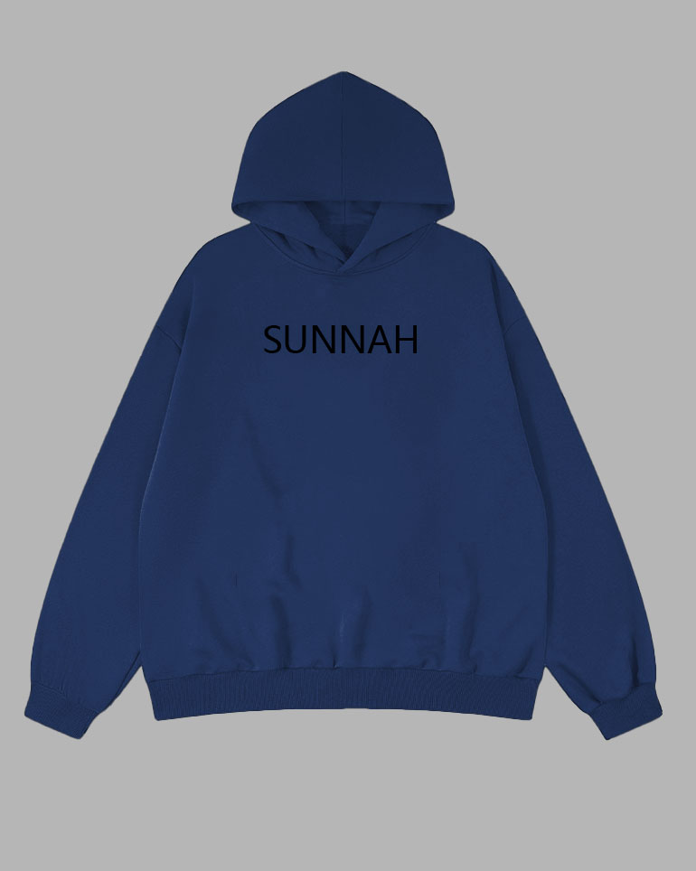 Big & Tall Guy's SUNNAH Blue Letter Printed Hoodie