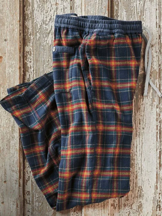 Plaid Print Casual Trousers