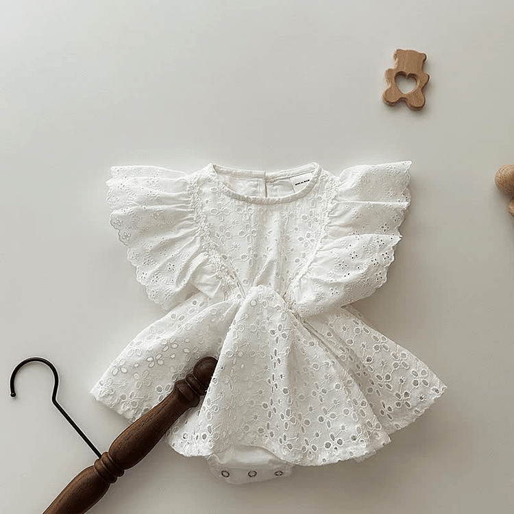 Baby Hollow Out Ruffled Skirted Bodysuit
