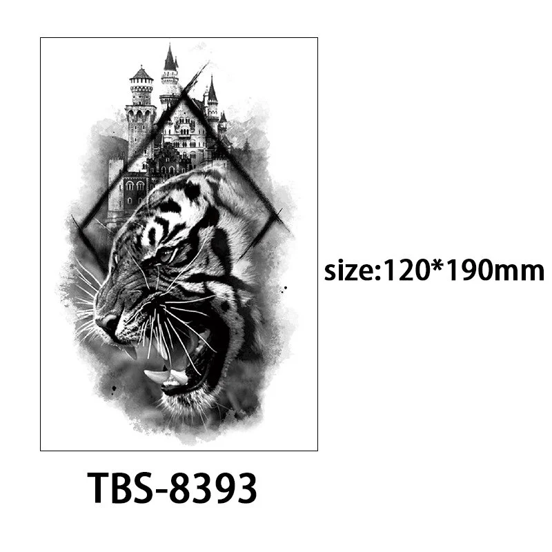Sdrawing Forest King Animal Tattoo Sticker for Men Tiger Skull Skeleton Fake Tattoo for Women Wolf Tattoo Temporary Waterproof