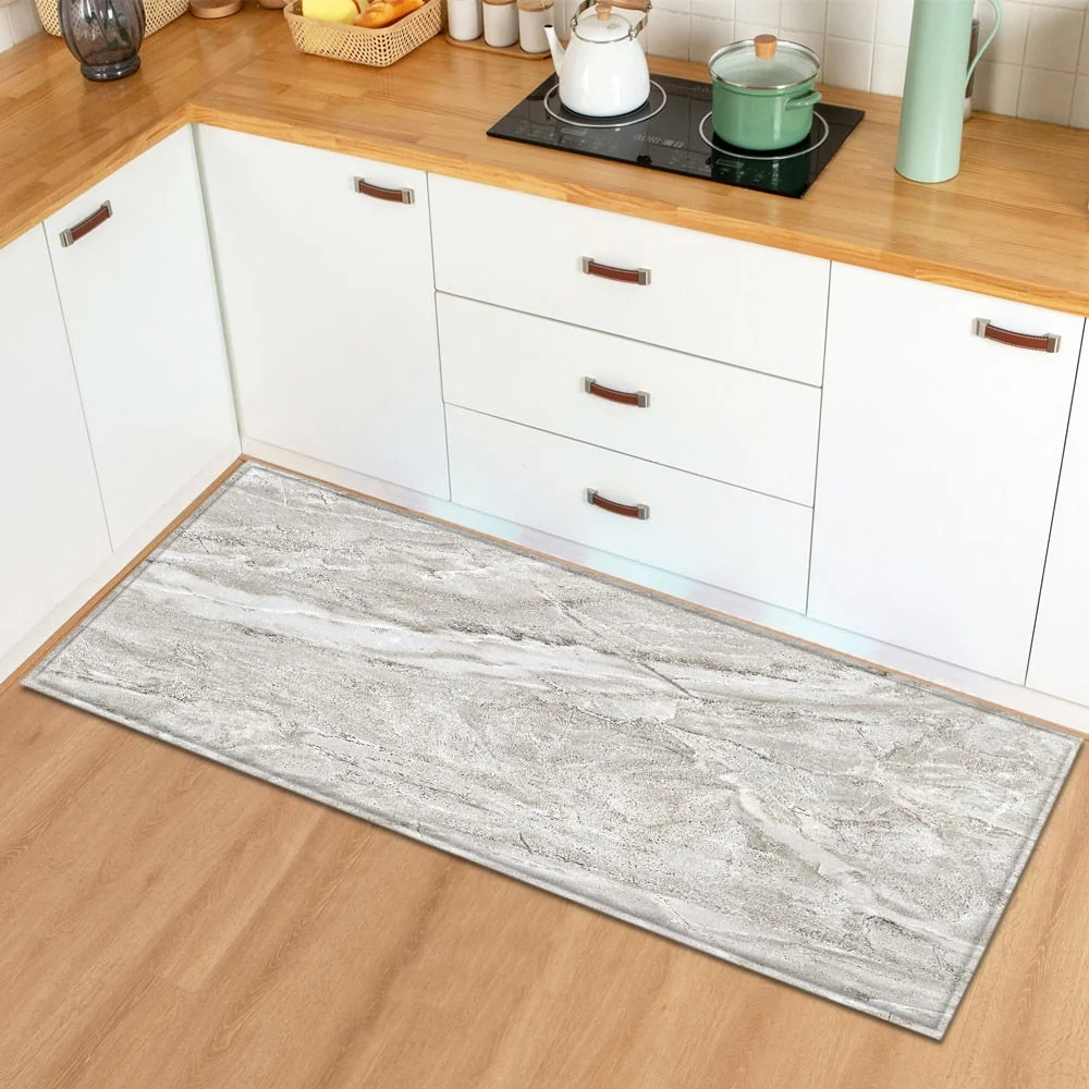 Kitchen Mat Home Entrance Doormat Living Room Bedroom Floor Decoration Long Carpet Marble Pattern Hallway Bathroom Anti-Slip Rug