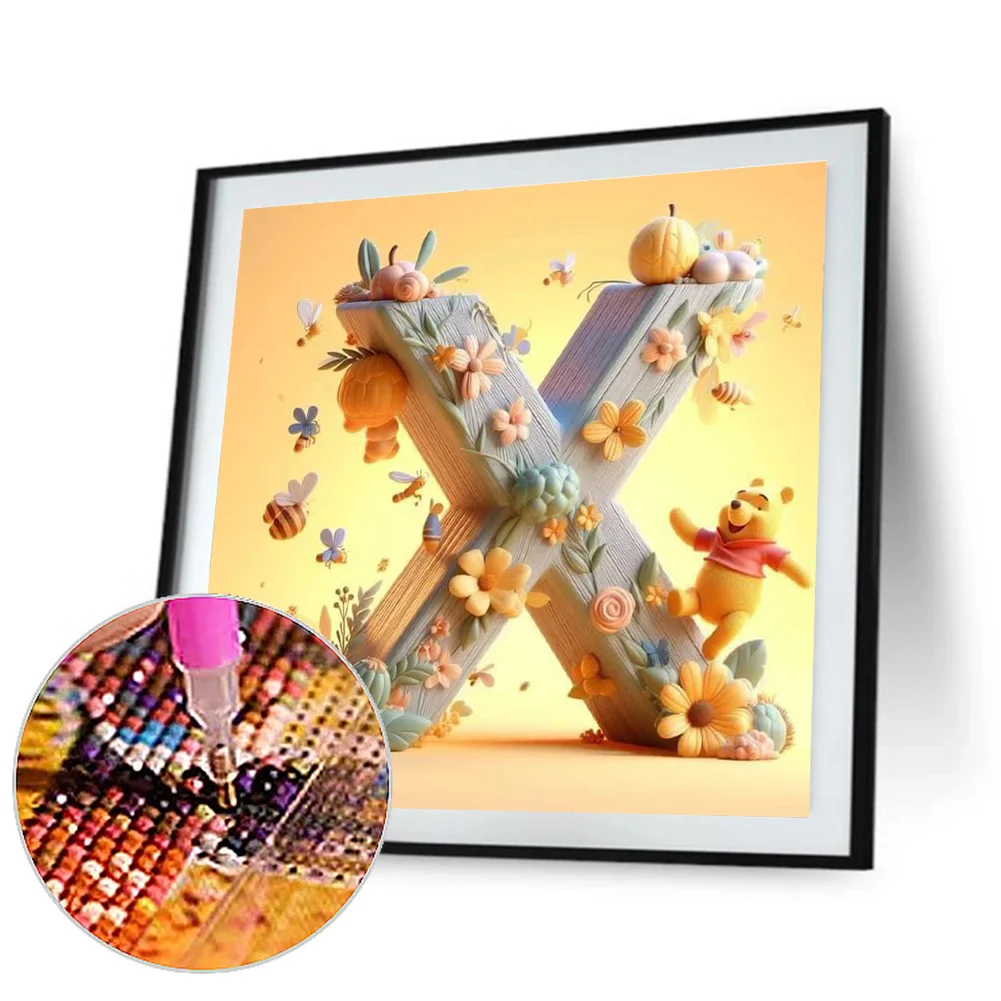 Full Round Diamond Painting 30*30cm - Winnie The Pooh'S 26 Letters X