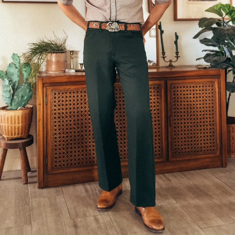 Vintage Classic Green Slim Fit Denim Pants