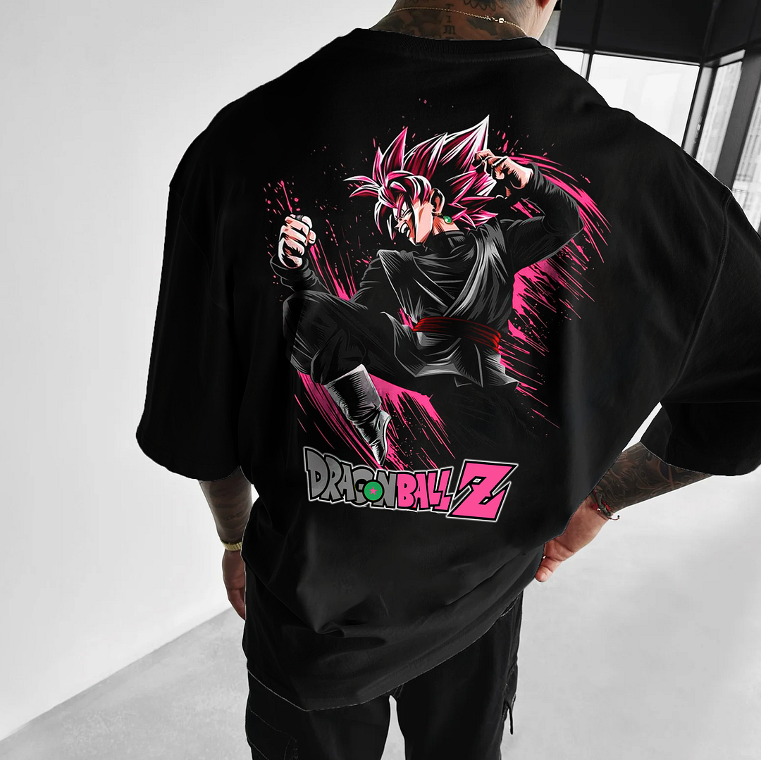 Unisex Anime Print Black Goku T-shirt