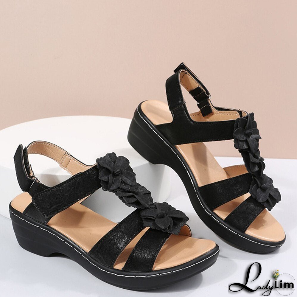 Orthopaedic Sandals with Floral Pattern