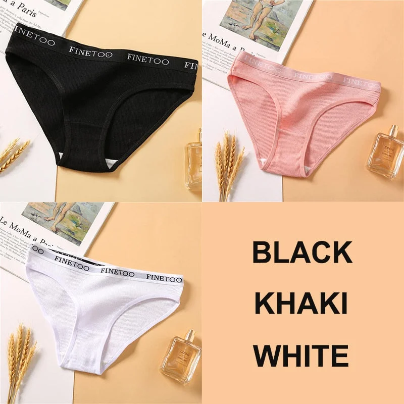 3PCS Women Cotton Underwear Panties Female Sexy Briefs Brand  Band Waist Pantys Set Solid Color Intimates Lingerie for Girl M-XL