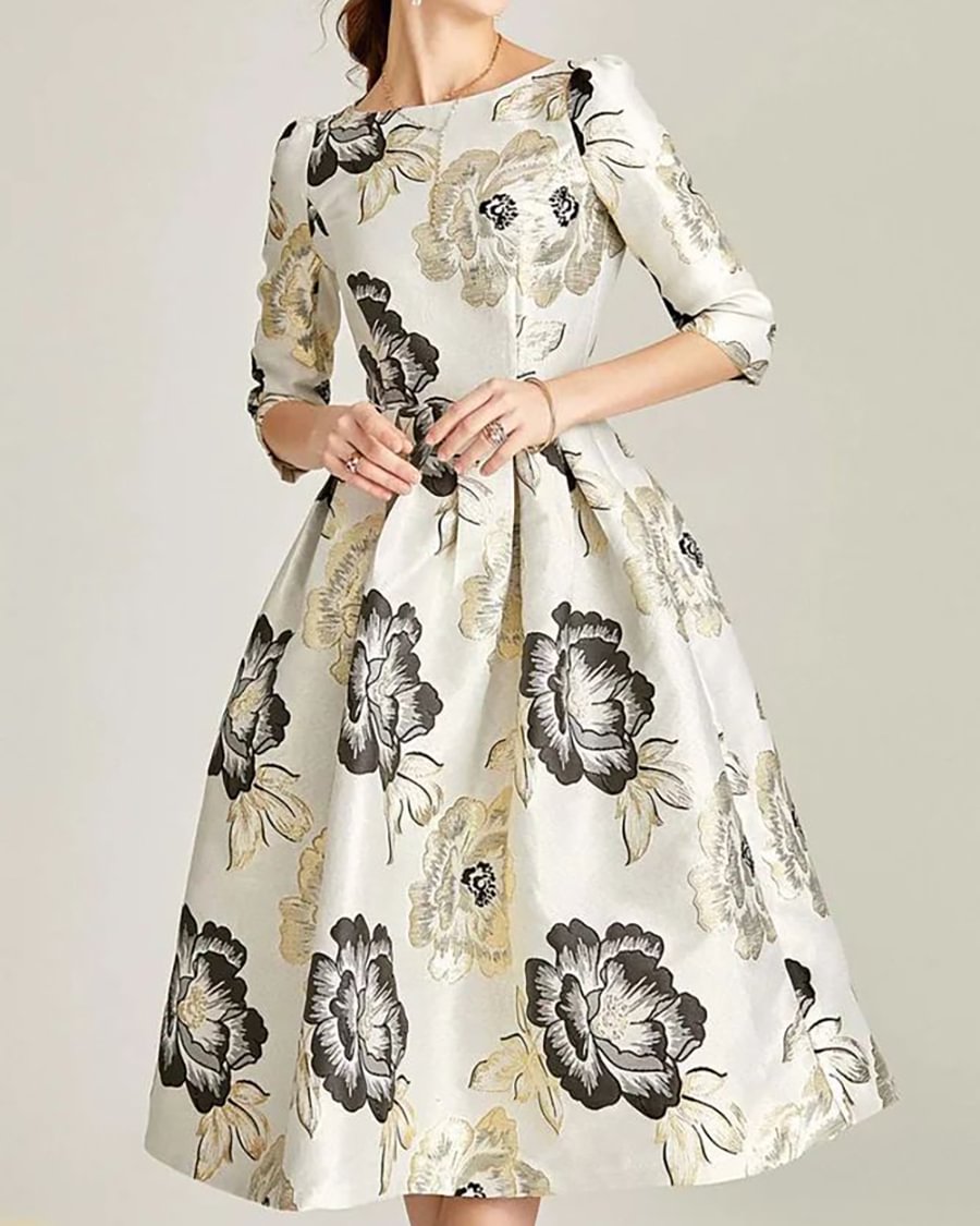 Ladies Casual Elegant Print Versatile Dress