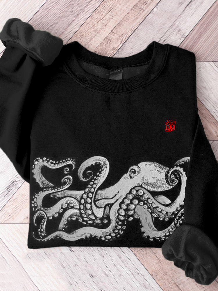 Octopus Art Pattern Crewneck Comfy Sweatshirt wearshes