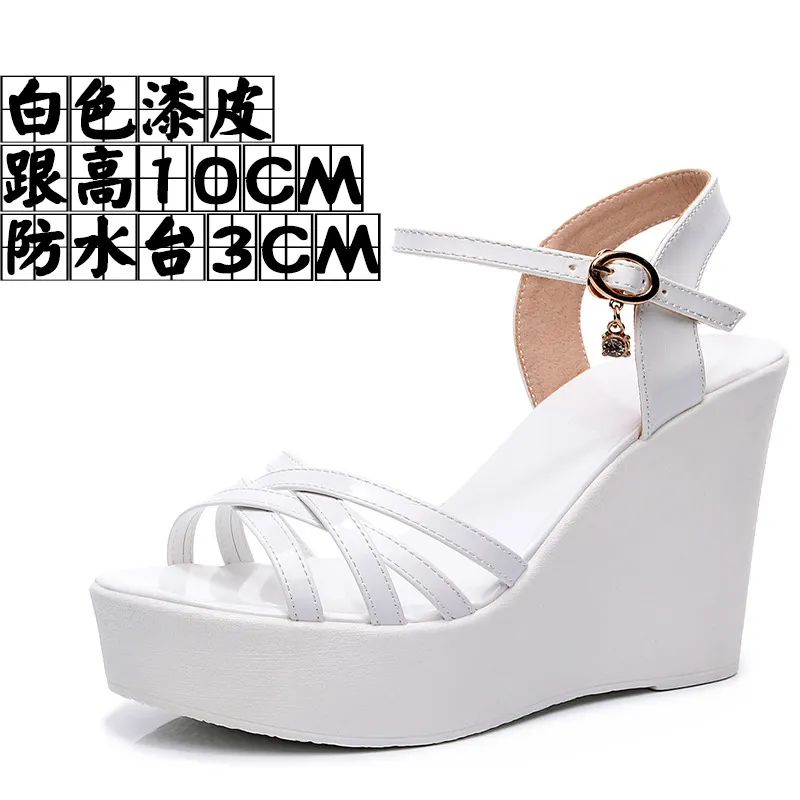 Breakj Breakj Super High Slope And 12Cm Fashion Cross With Small Size Women's Shoes One-Word Thick-Bottomed Waterproof Toe Women's Sandals