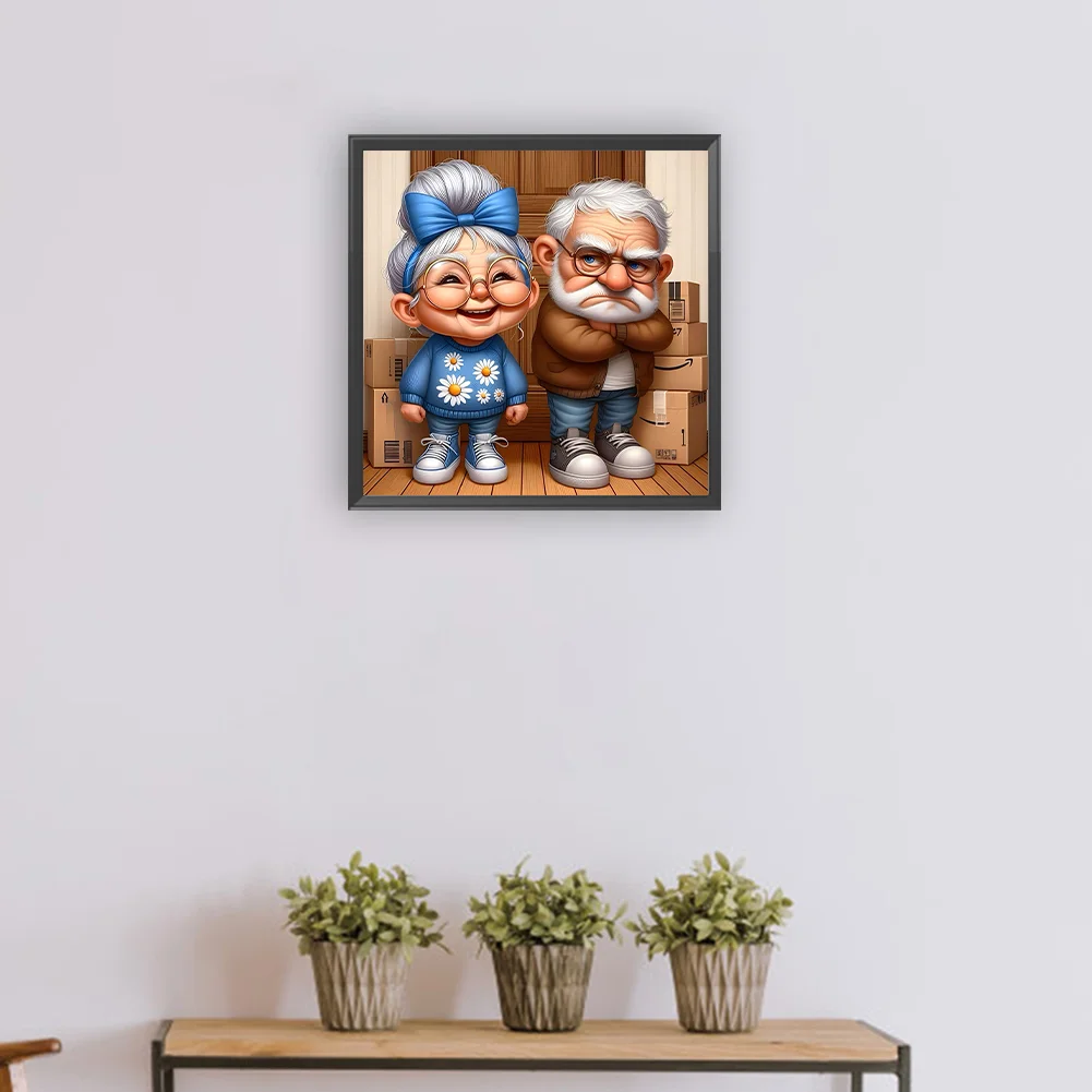 Diamond Painting - Full Round Drill - Old Couple(Canvas|30*30cm)