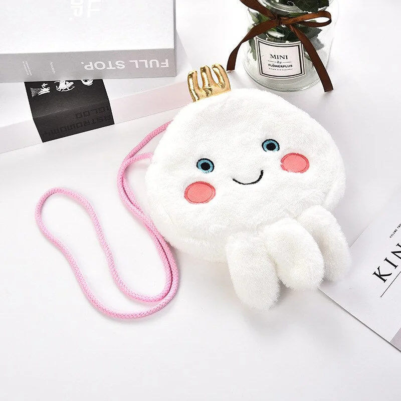 FUDEAM Soft Plush Colorful Octopus Cartoon Children Key Coin Purse Cute Animal Kid Shoulder Bag Girl Messenger Bag Mini Handbag