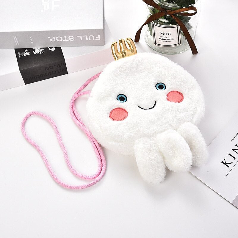 FUDEAM Soft Plush Colorful Octopus Cartoon Children Key Coin Purse Cute Animal Kid Shoulder Bag Girl Messenger Bag Mini Handbag