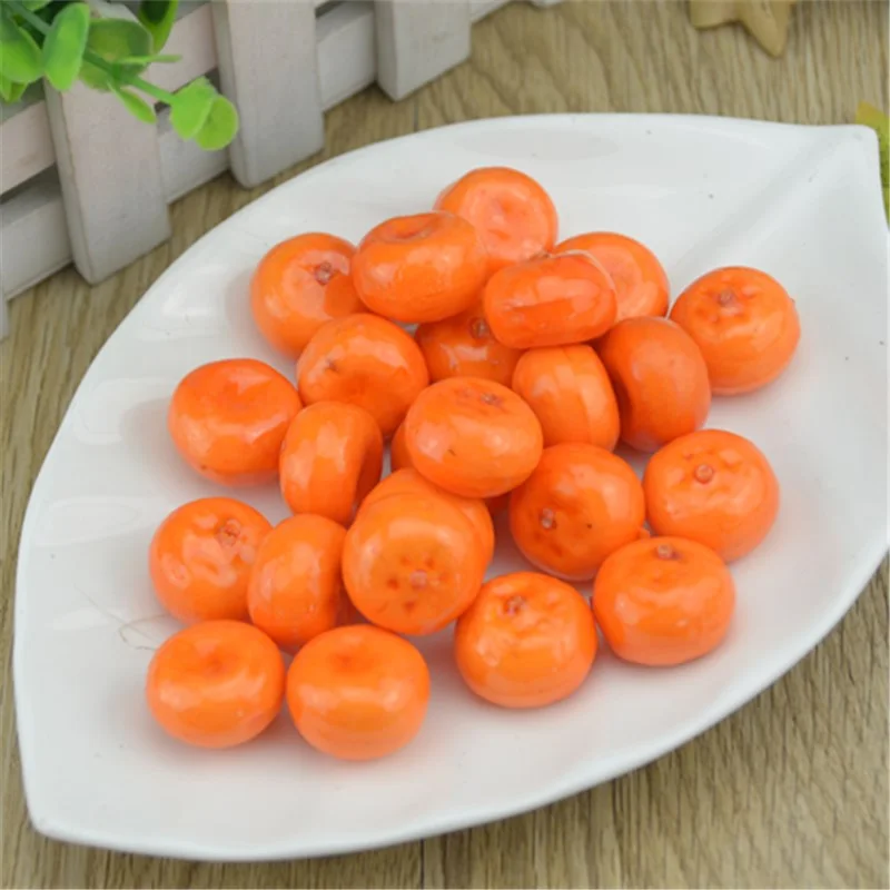 20pcs Small Berries Artificial Plastic Flower model Orange Stamen Pearlized Wedding simulation glass pomegranate Decoration