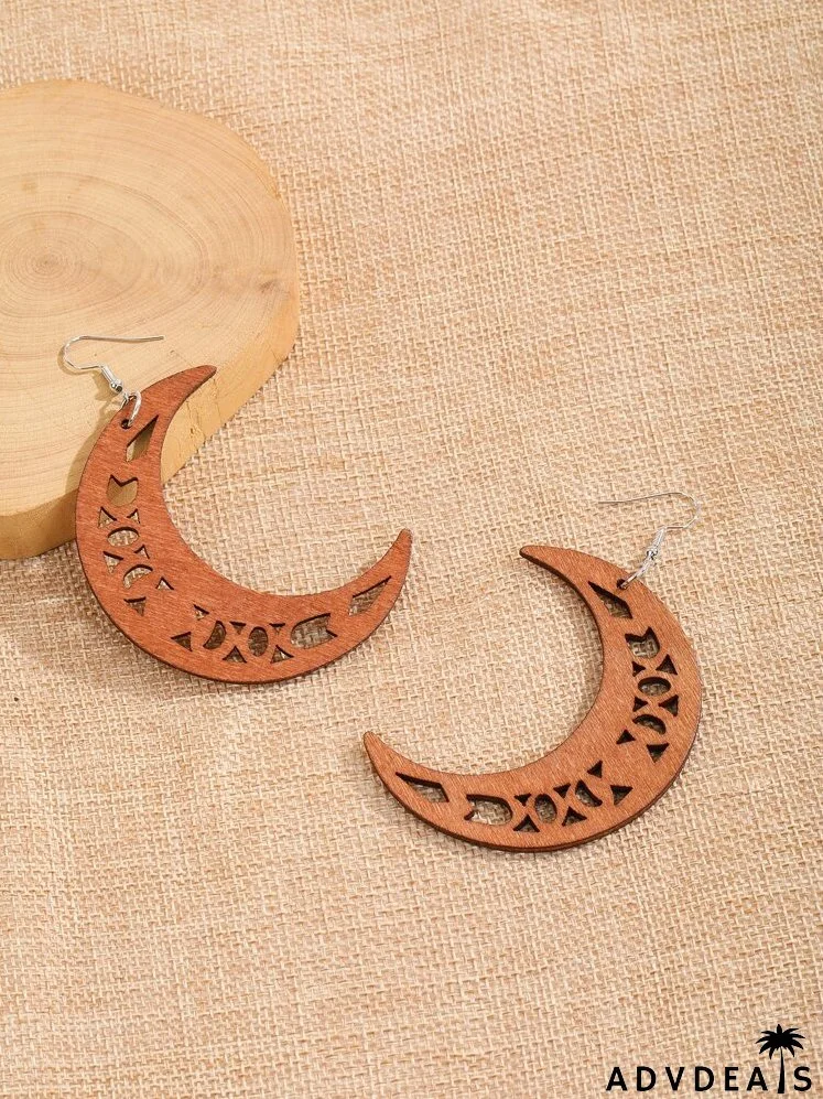 Hollow Out Moon Drop Earrings
