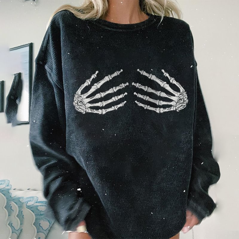Minnieskull Skeleton hand printed retro cozy sweatshirt