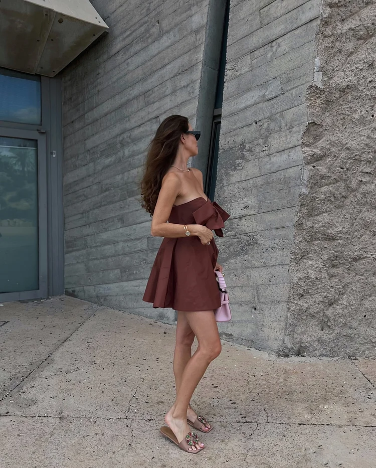 Bandeau Bowknot Cutout  Mini Dress