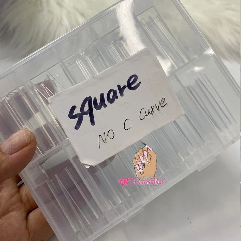 Non C Curve XXL Square Coffin Long Acrylic Nail Tips False Nails Manicure Tip Salon Supply 100pcs/box-Nail Inspo