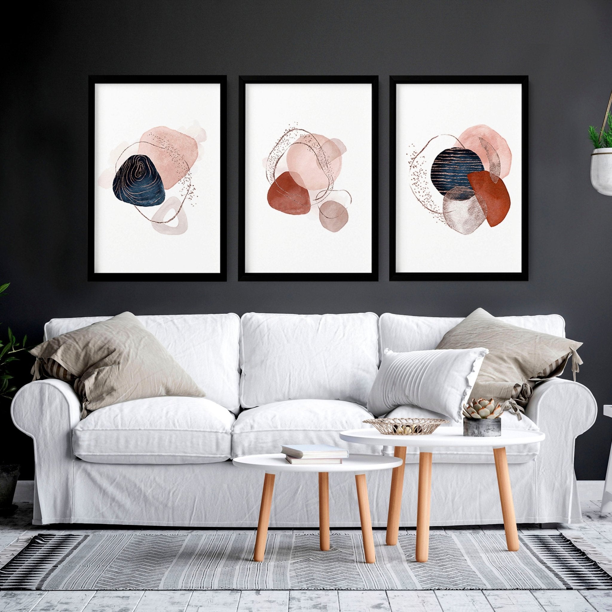 Mid century art prints | set of 3 wall art everthome