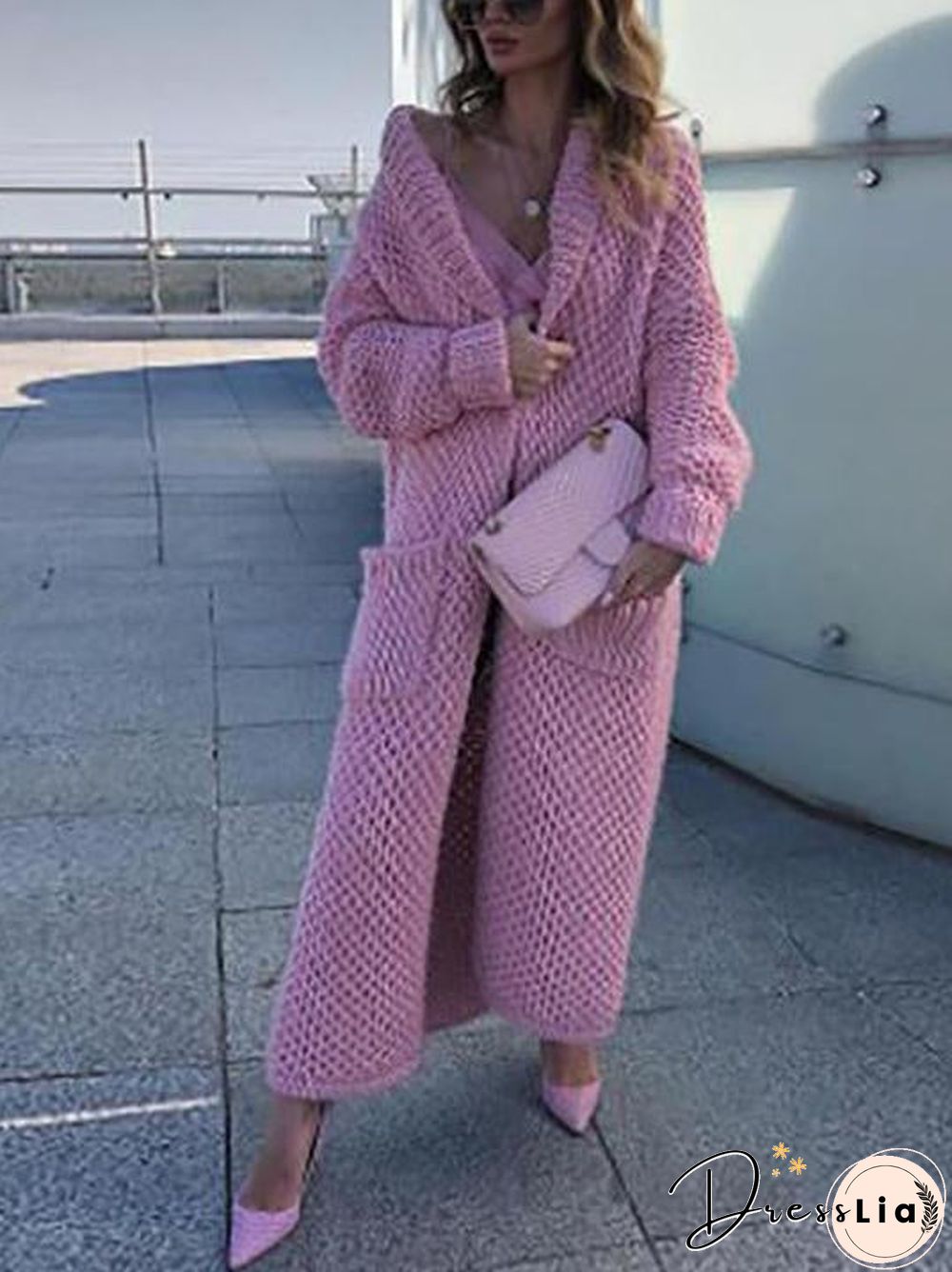 Long Pure Color Pocket Outerwear