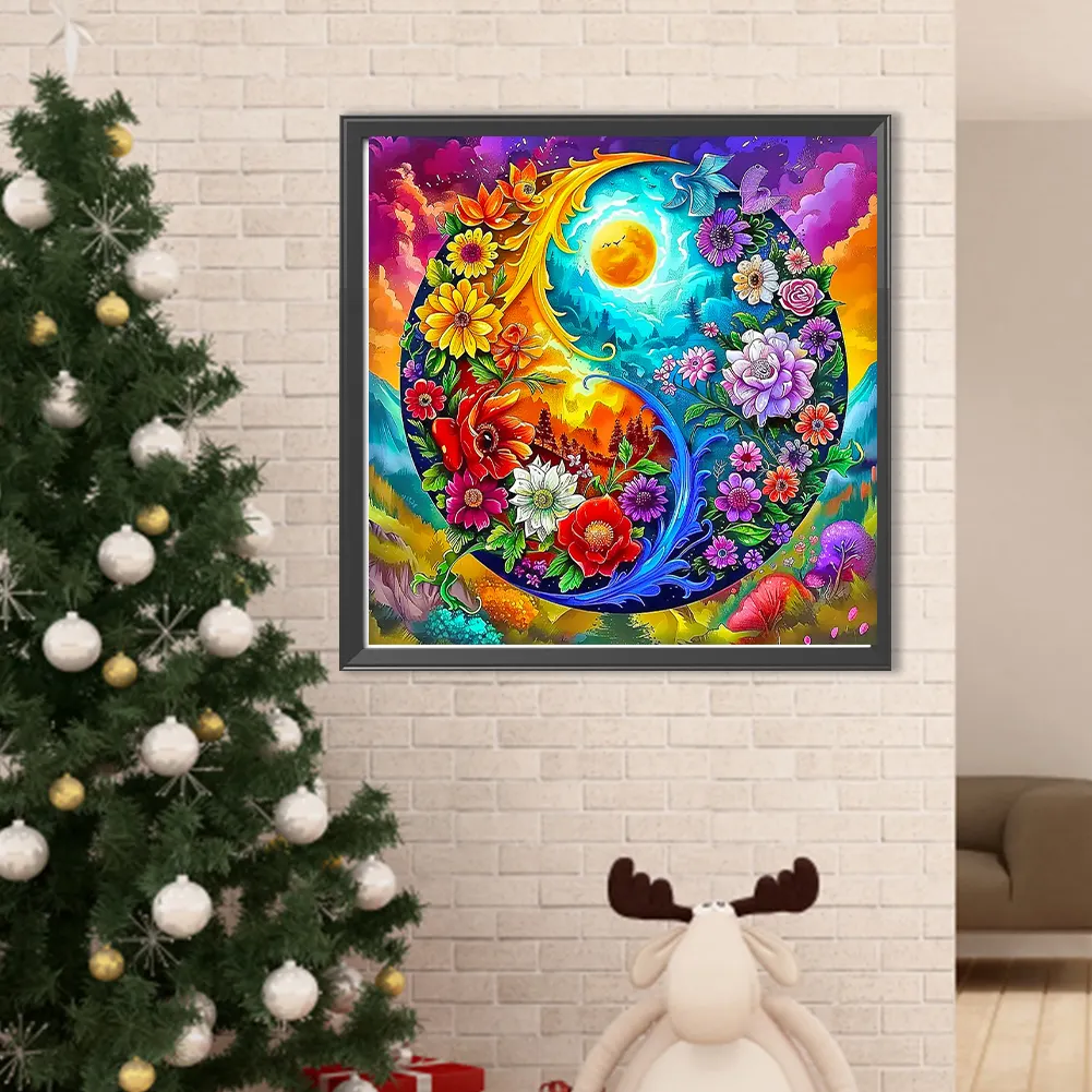 Diamond Painting - Full Round Drill - Tai Chi Flower(Canvas|50*50cm)