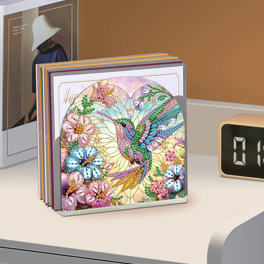DIY Flower Hummingbird Acrylic Napkin Holder Diamond Painting Kit for Home Table Decor