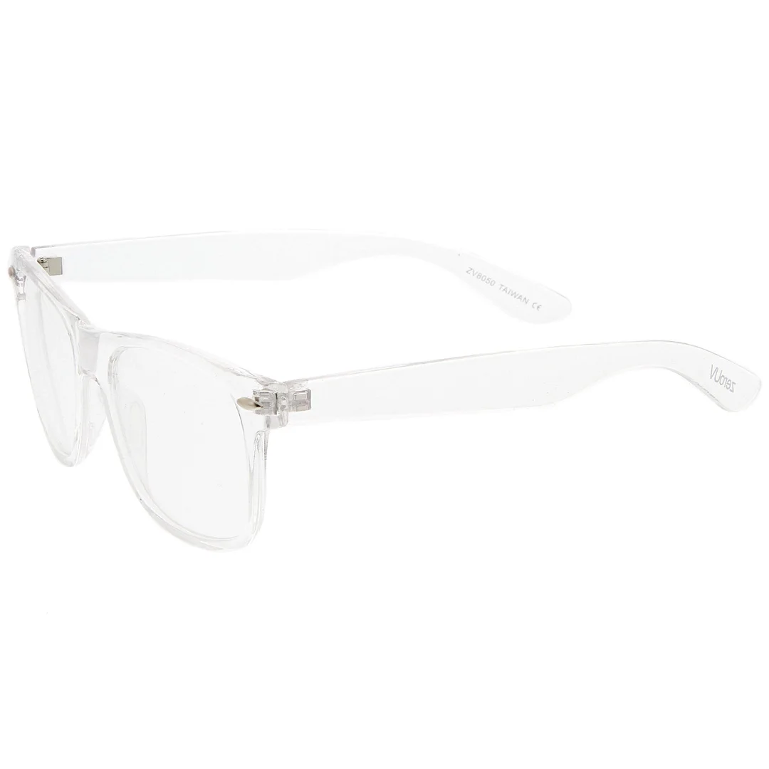 Retro Wide Temple Clear Lens Horn Rimmed Eyeglasses 54mm