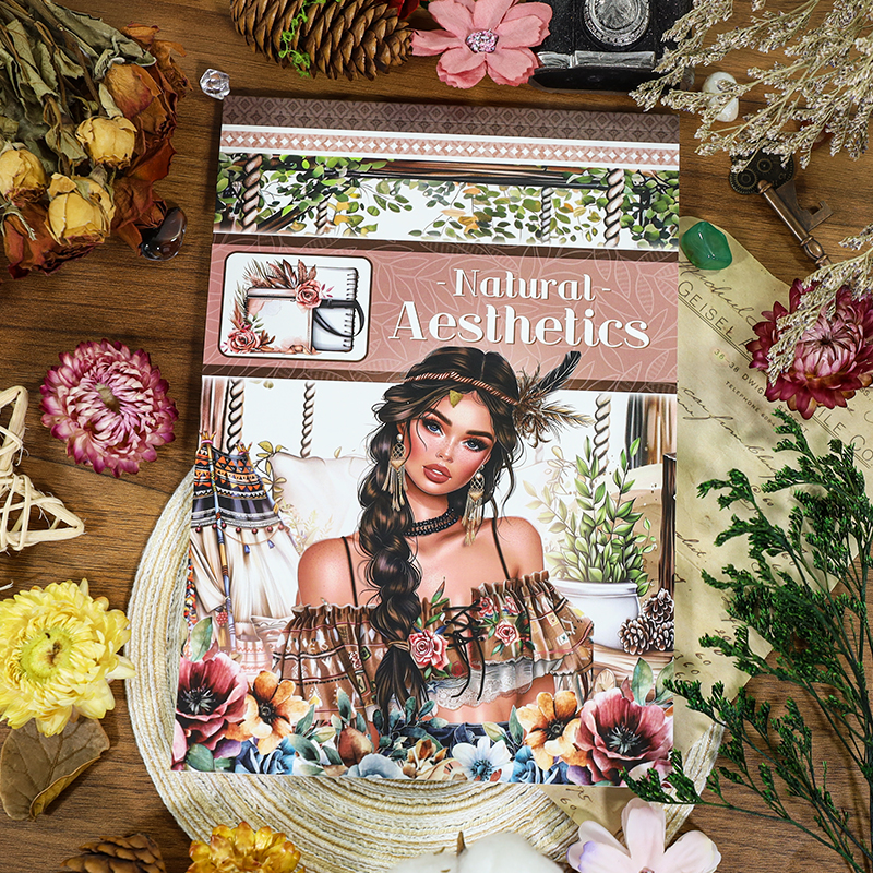 스티커북 - 빈티지 자연 식물 꽃 캐릭터