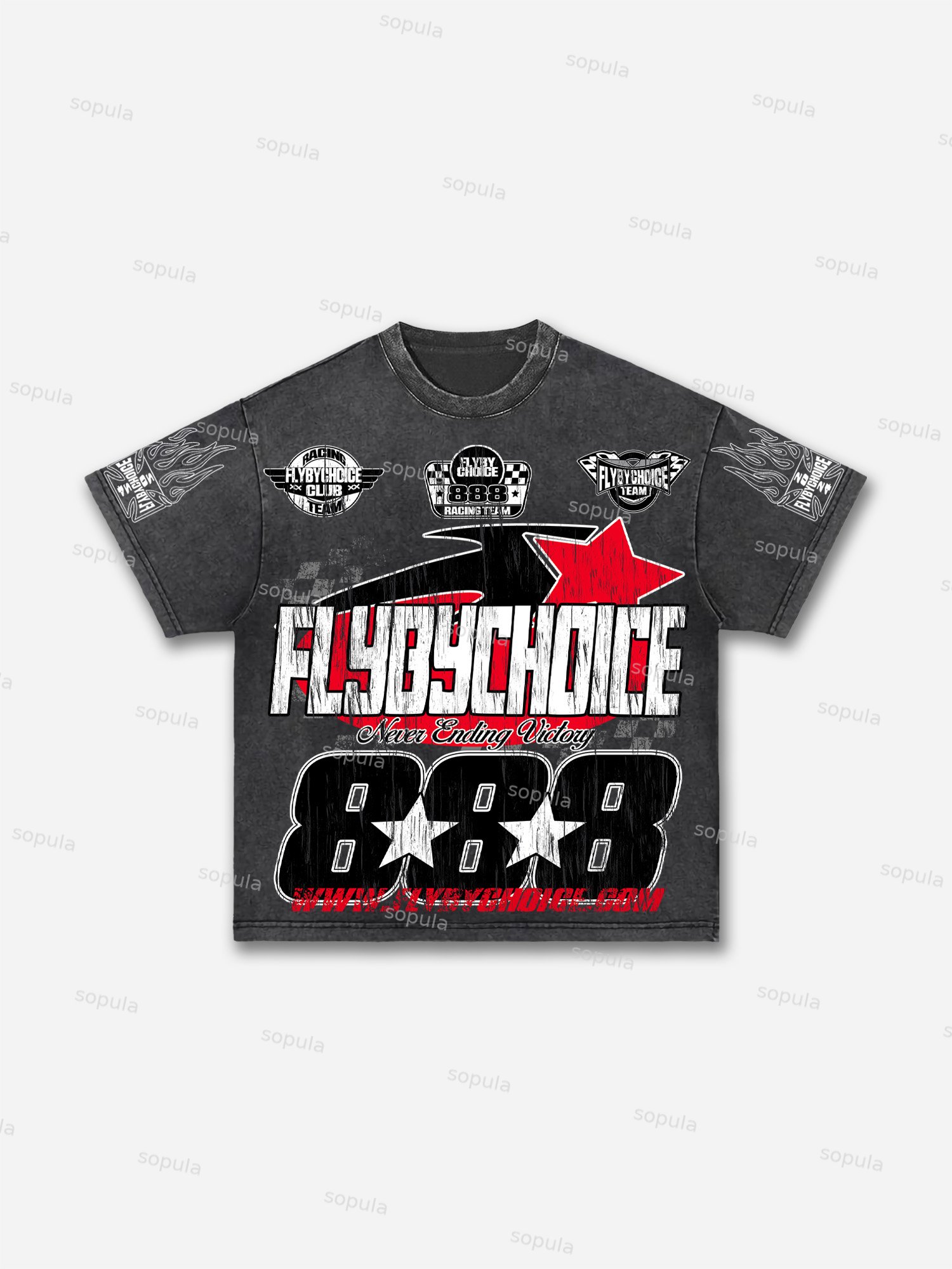 Vintage Fly By Choice Graphic Print Acid Washed Racer T-Shirt