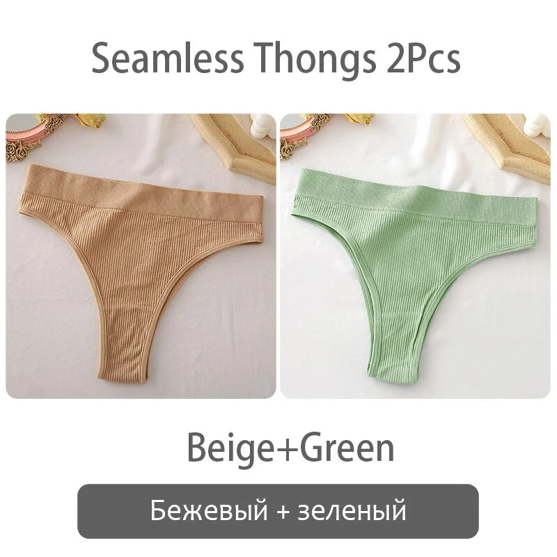 FINETOO Women Thong Panties Sexy Underwear Low Waist G-String Female Underpants Girls Thongs Solid T-back Seamless Lingerie S-XL