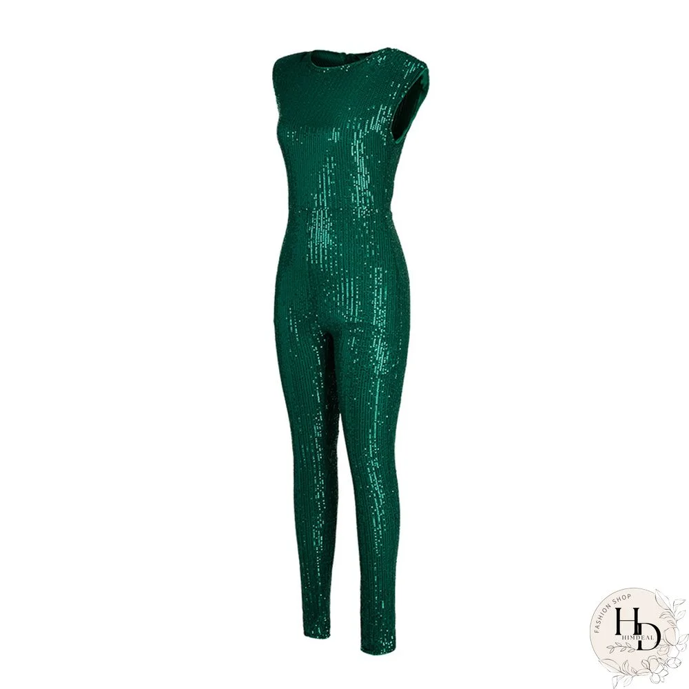 Silver Fashion Sexy Solid Without Belt O Neck Regular Jumpsuits