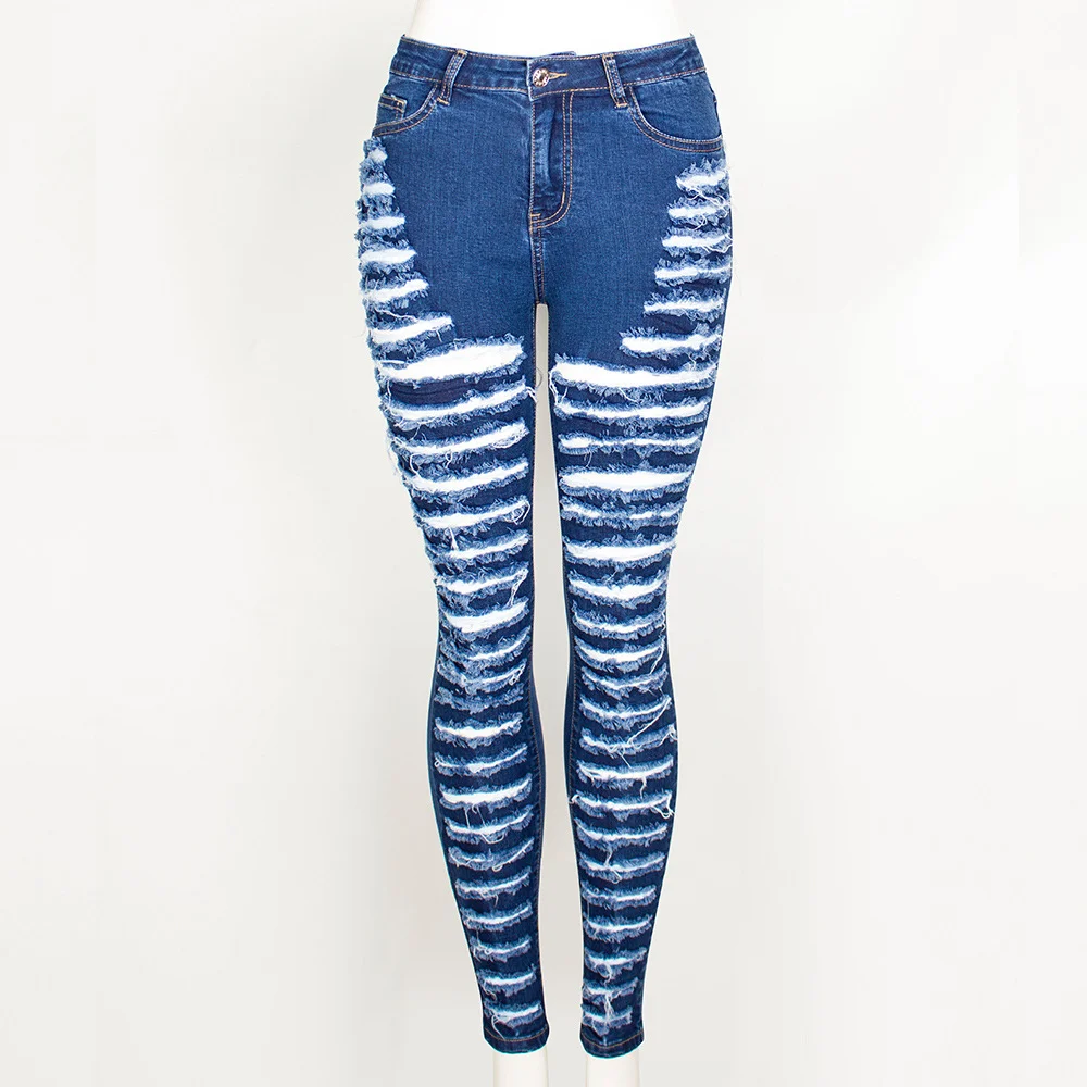 Women's Ripped Wash Slim Stretch Denim Small Leggings Skinny Jean